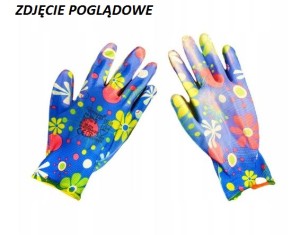 Rękawice w kwiaty powlekane nit. rozm. 9