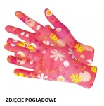 Rękawice w kwiaty powlekane poliu. rozm. 8